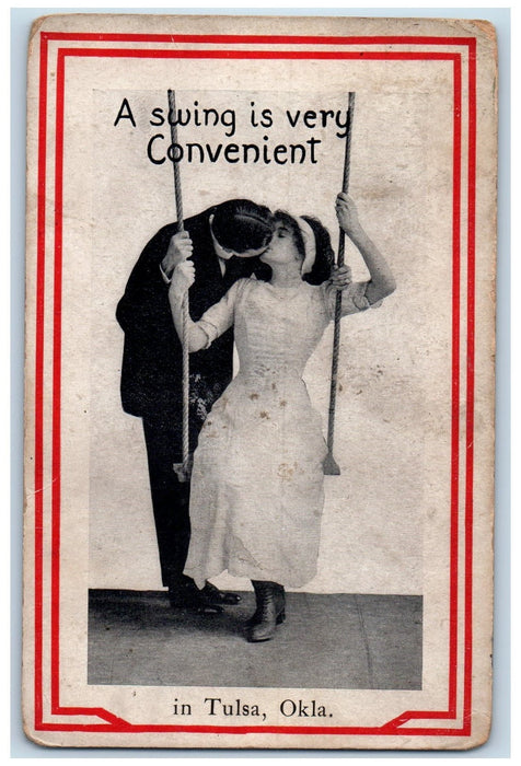 c1940s A Swing Is Very Convenient In Tulsa Oklahoma OK Couple Scene Postcard