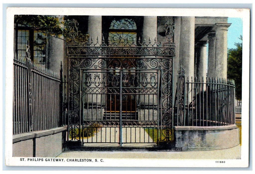 c1940s St. Philips Gateway Scene Charleston South Carolina SC Unposted Postcard