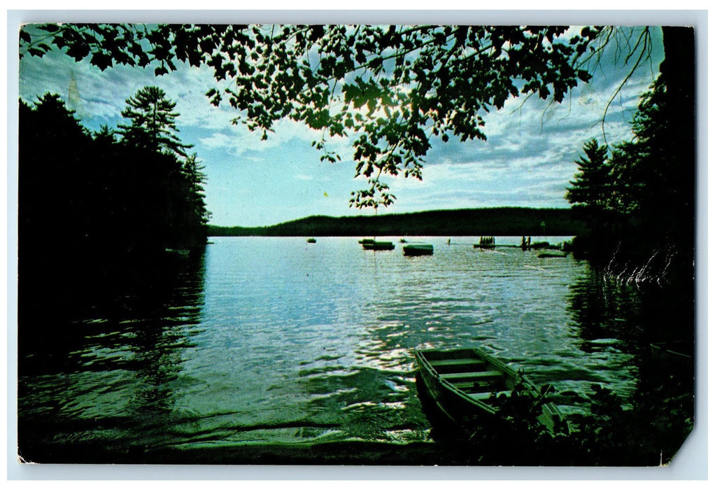 1968 A Late Afternoon Setting On Spofford Lake New Hampshire NH Boats Postcard