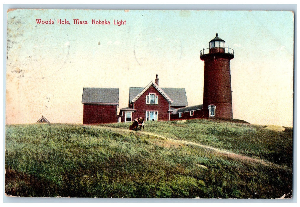 1907 Nobska Light Scene Woods Hole Massachusetts MA Posted Vintage Postcard