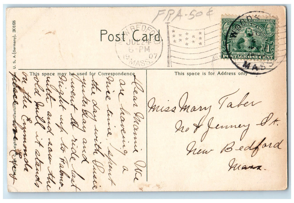 1907 Nobska Light Scene Woods Hole Massachusetts MA Posted Vintage Postcard