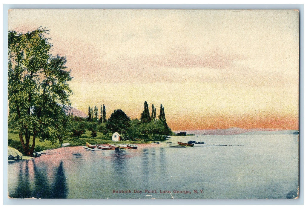 c1940s Sabbath Day Point Boats Scene Lake George New York NY Unposted  Postcard
