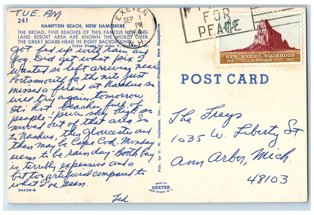 1964 Hampton Beach Sea Bathing Scene New Hampshire NH Posted Vintage Postcard