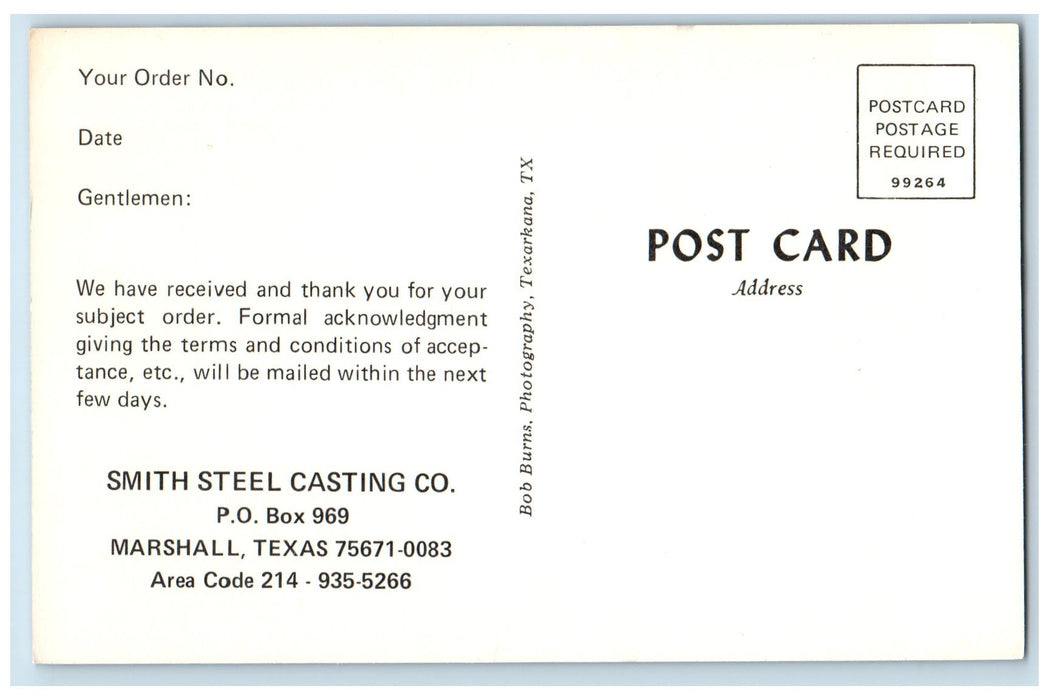 c1960s Smith Streel Casting Company Marshall Texas TX Unposted Vintage Postcard