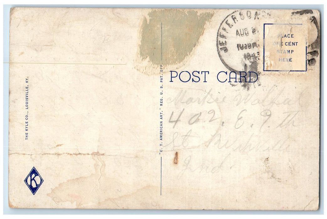 1943 Steamboat On Ohio River Jeffersonville Indiana IN Unposted Vintage Postcard