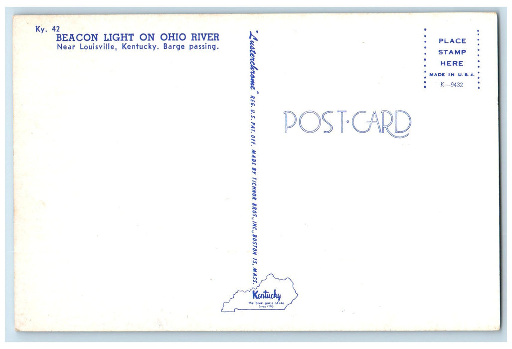 c1960s Beacon Light On Ohio River Scene Louisville Kentucky KY Unposted Postcard