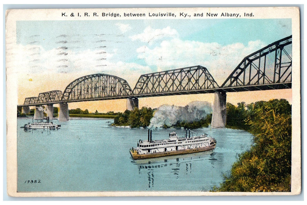 1931 K. & I. R. R. Bridge Between Louisville Kentucky And New Albany IN Postcard