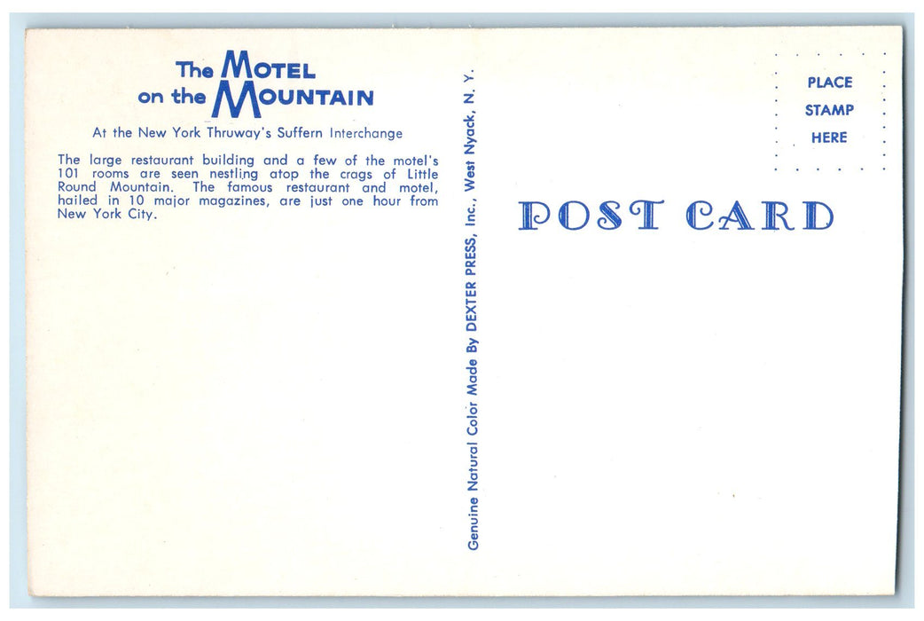 c1960s The Motel Mountain Large Restaurant Building Rockland County NY Postcard