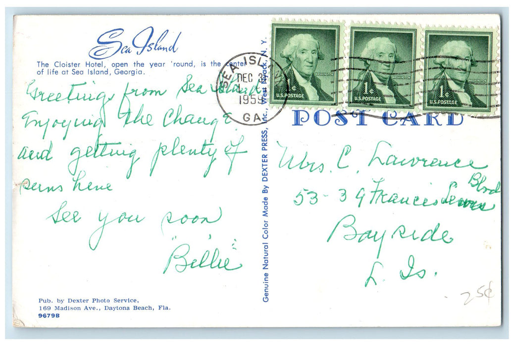 1959 Sea Island The Cloister Hotel Scene Sea Island Georgia GA Posted Postcard
