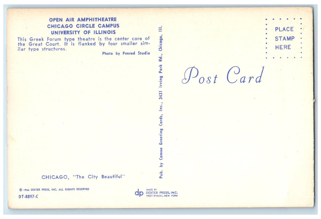 c1960s Open Air Amphitheatre Chicago Circle Campus University Of IL Postcard