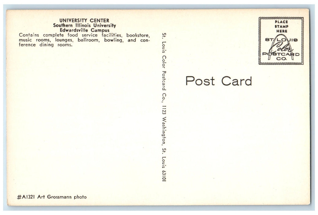 c1960s University Center Southern Illinois University Edwardsville IL Postcard