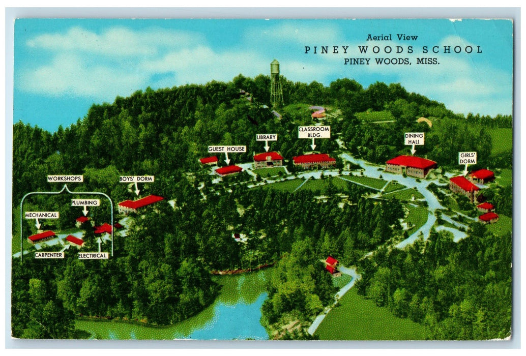 1966 Aerial View Piney Woods School View Piney Woods Michigan MI Posted Postcard