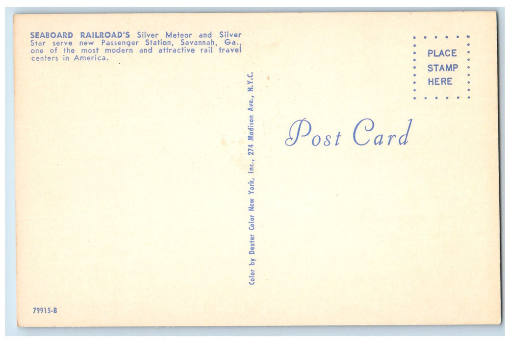 c1960s Seaboard Railroads Passenger Station Scene Savannah Georgia GA Postcard