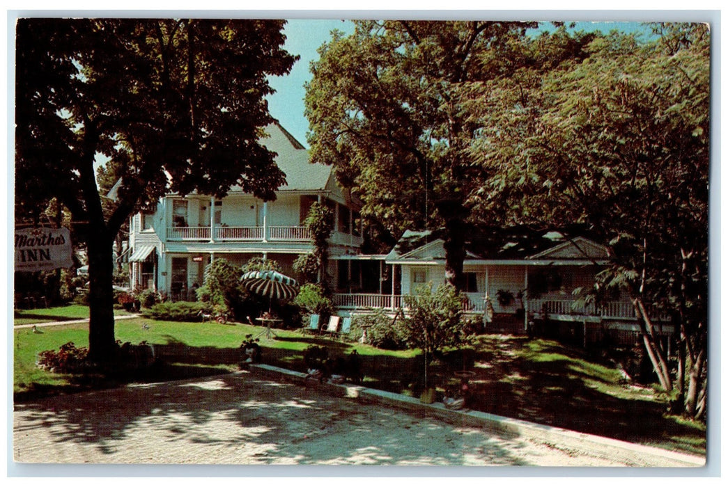 c1960s Martha's Inn Exterior Roadside Eureka Springs Arkansas AR Trees Postcard