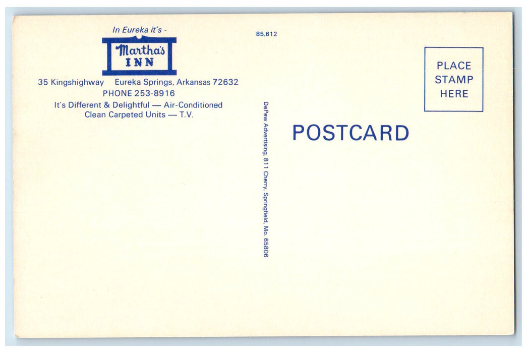 c1960s Martha's Inn Exterior Roadside Eureka Springs Arkansas AR Trees Postcard