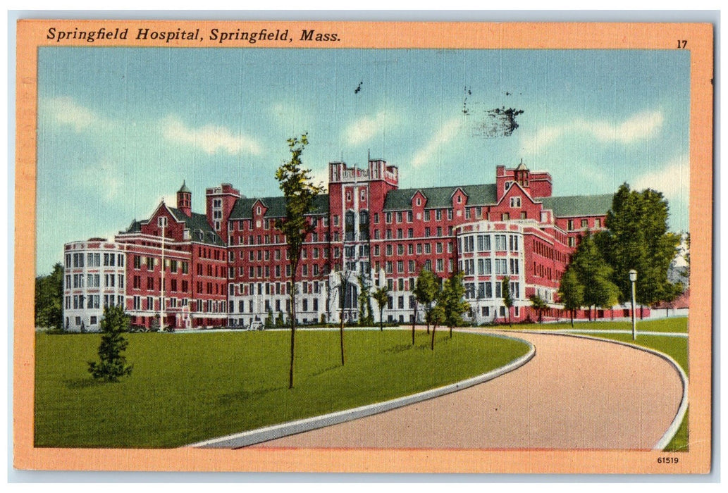 1953 Springfield Hospital Exterior Springfield Massachusetts MA Posted Postcard
