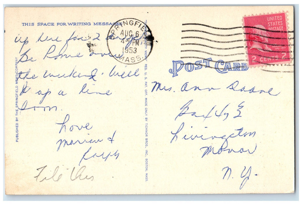 1953 Springfield Hospital Exterior Springfield Massachusetts MA Posted Postcard