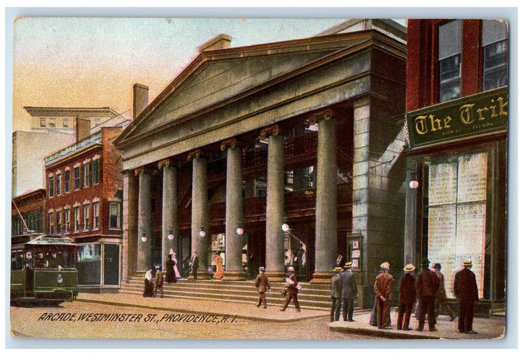 c1920s Arcade Westminster Exterior Scene St. Providence Rhode Island RI Postcard