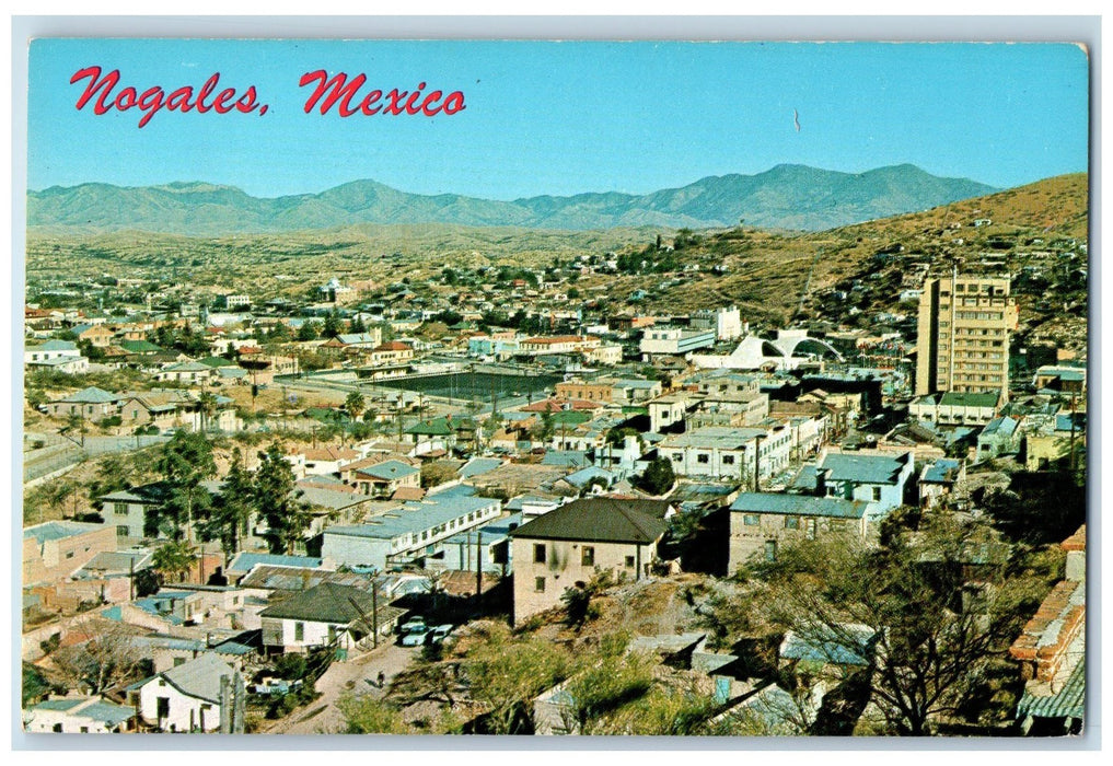 c1960s Semi-Aerial View Of Nogales Mexico And Arizona Nogales Mexico MX Postcard