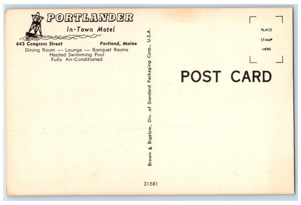c1960s Portlander In Town Motel Dual View Interior Portland Maine ME Postcard