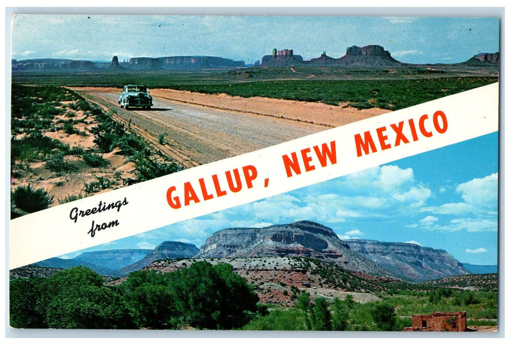 c1960s Greetings Gallup Road To Monument Valley NM Guadalupe Canyon Postcard