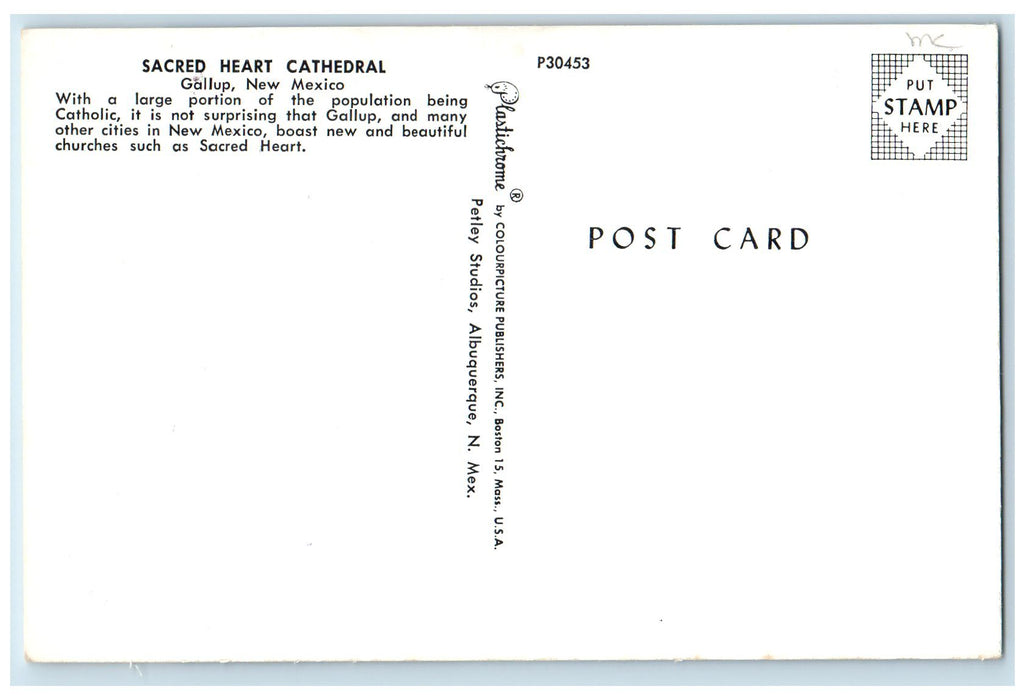 c1960s Sacred Heart Cathedral Exterior Roadside Gallup New Mexico NM Postcard