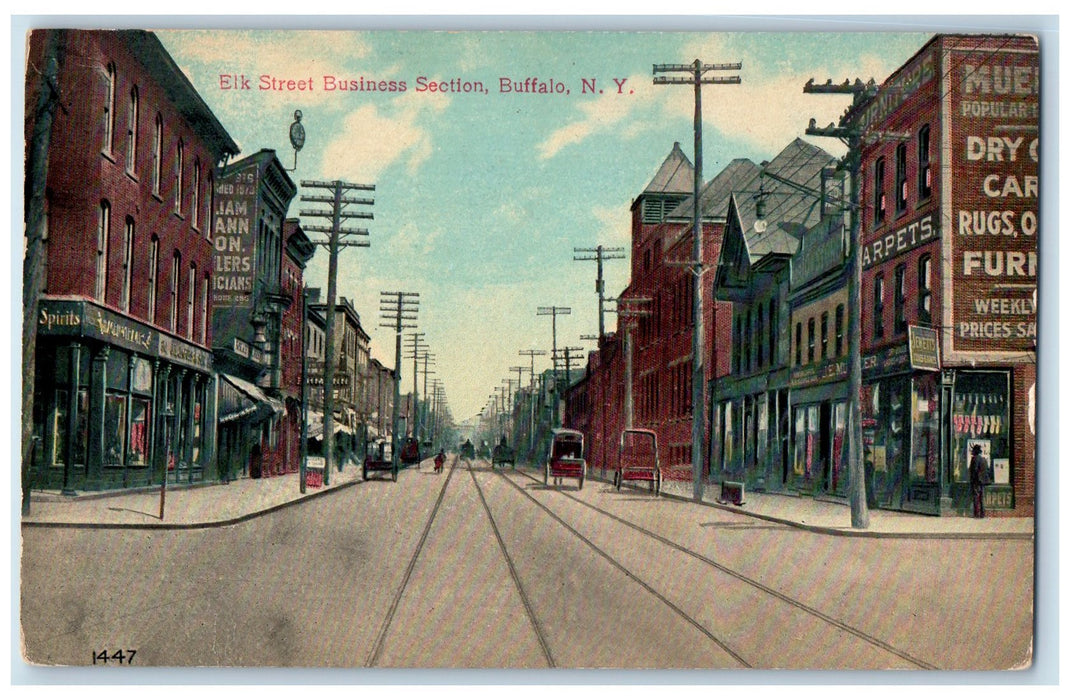 c1910s Elk Street Business Section Buffalo New York NY Unposted Shops Postcard