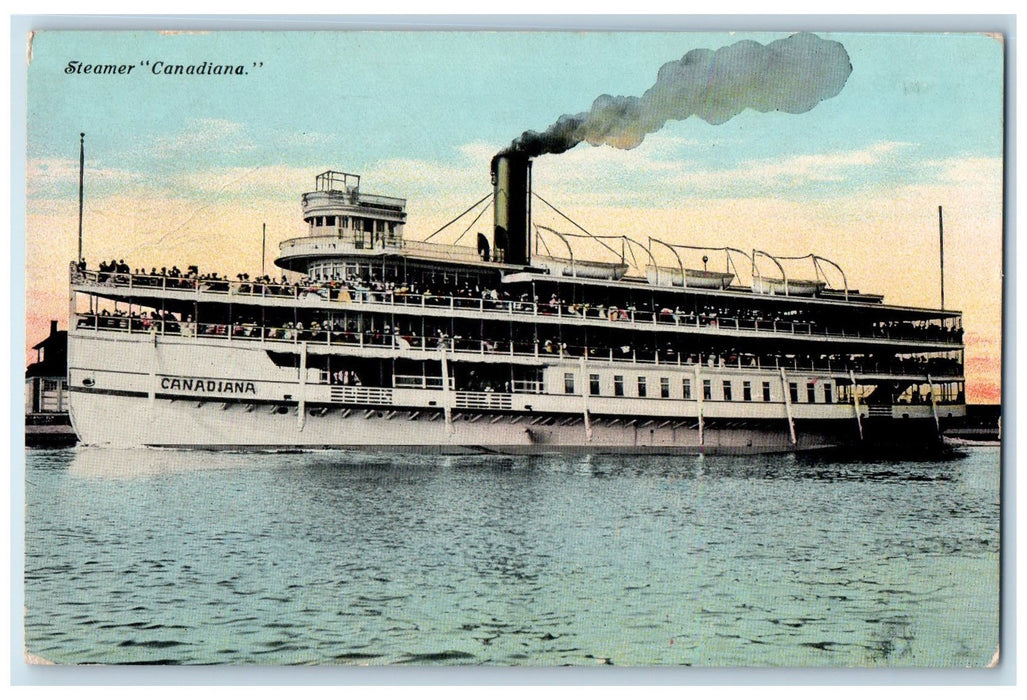 1910 Steamer Canadiana Scene Crystal Beach Canada CA Posted Vintage Postcard
