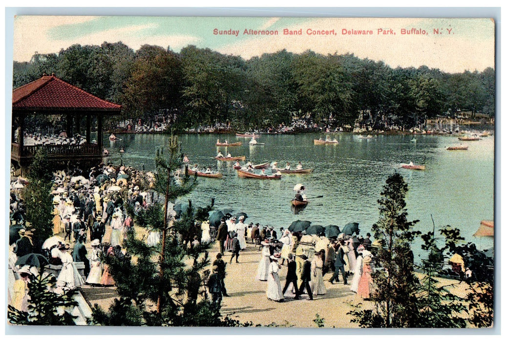 c1910s Sunday Afternoon Band Concert Delaware Park Buffalo NY Unposted Postcard