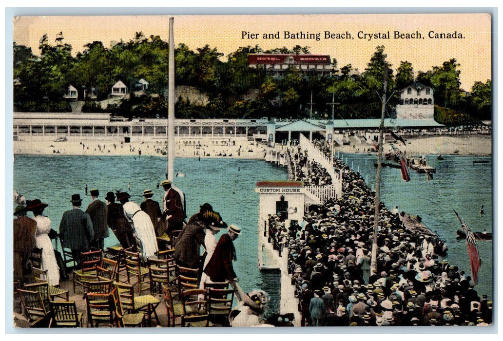 c1910s Pier And Bathing Scene Crystal Beach Canada CA Unposted Vintage Postcard