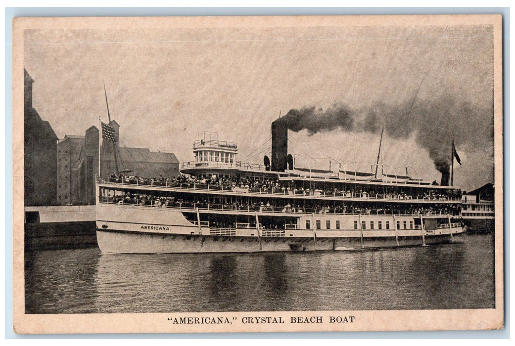 c1940s Americana Crystal Beach Boat Crystal Beach Canada CA Unposted Postcard