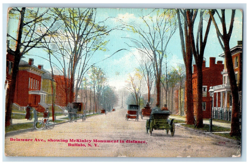 c1910's Delaware Ave. Showing McKinley Monument Buffalo New York NY Postcard