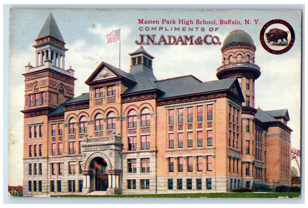 c1910s Masten Park High School Exterior Buffalo New York NY Unposted Postcard
