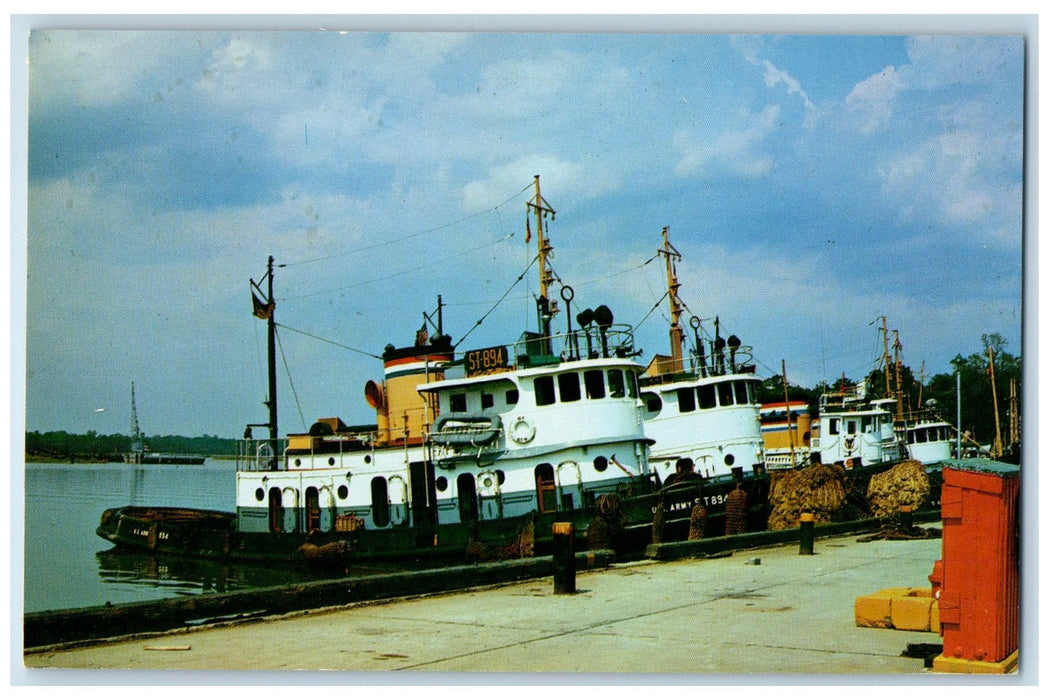 c1960s Third Port Scene Busiest Little Port In The World Fort Eustis VA Postcard