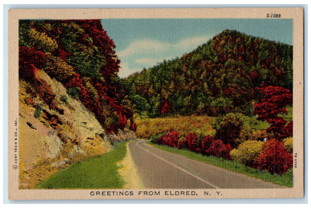 1951 Greetings From Eldred Long Road Groves Mountain New York NY Posted Postcard