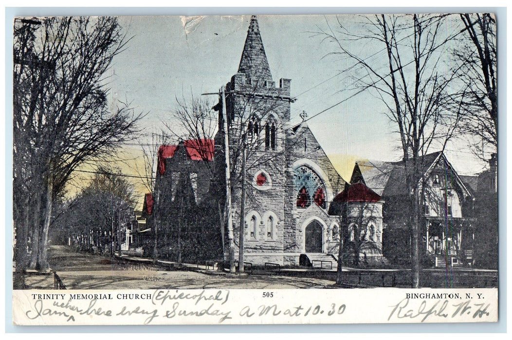 1906 Trinity Memorial Church Episcopal Building Binghamton NY Posted Postcard