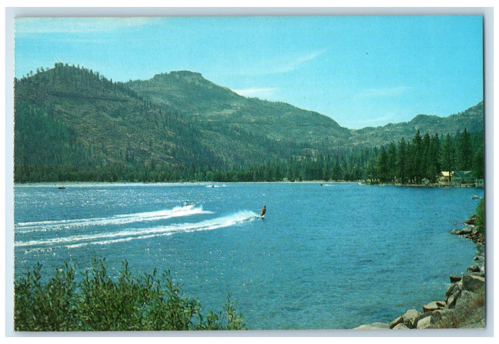 c1960s Donner Lake Boating Swimming Fishing Resort Truckee CA Unposted Postcard