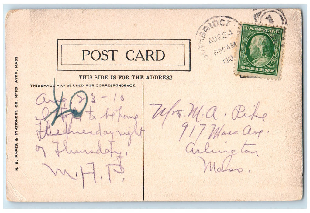 1910 HW Co. Dam Power Source Water Falls South Bridge Massachusetts MA Postcard