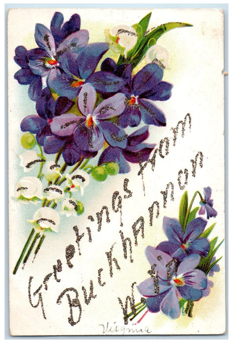 1906 Greetings From Buckhannon West Virginia VA Posted Vintage Flowers Postcard