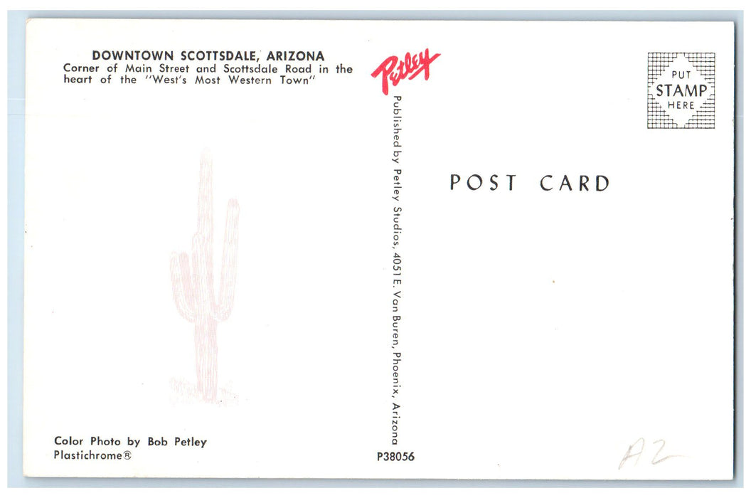 c1960s Corner Main Street Downtown Scottsdale Arizona AZ Unposted Cars Postcard
