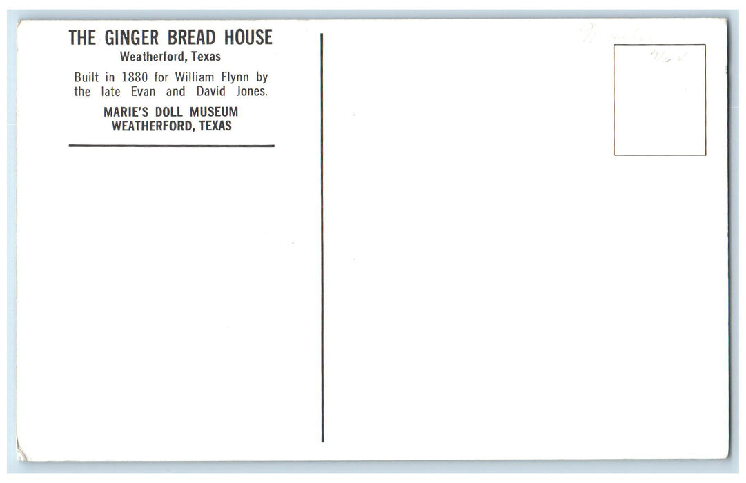 c1905s The Ginger Bread House Exterior Weatherford Texas TE Unposted Postcard