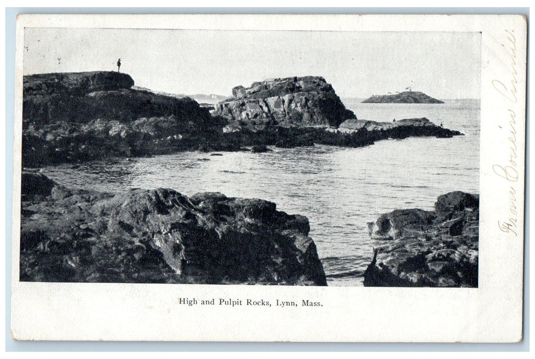 1906 High & Pulpit Rocks Beach Seaside Lynn Massachusetts MA Posted Postcard