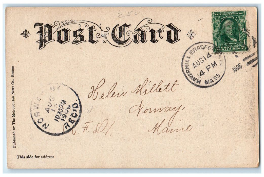 1906 High & Pulpit Rocks Beach Seaside Lynn Massachusetts MA Posted Postcard