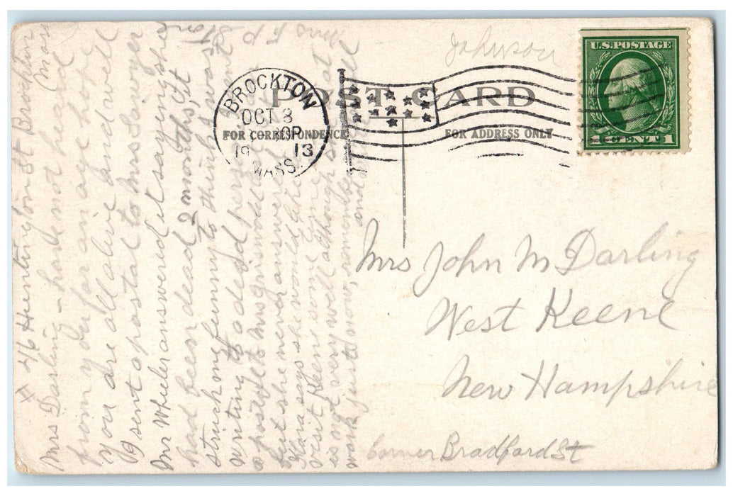 1913 Dot Ledder I Sendt By Fast Mail From Brocton View Massachusetts MA Postcard
