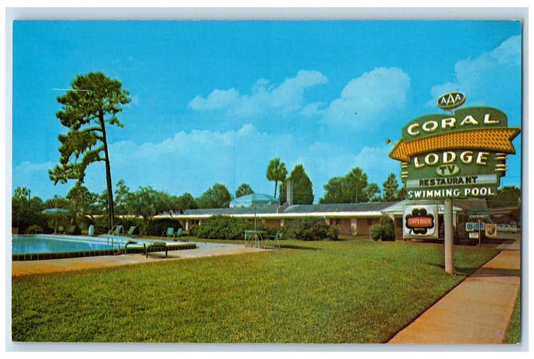c1960s Coral Lodge Exterior Roadside Jacksonville Florida FL Unposted Postcard