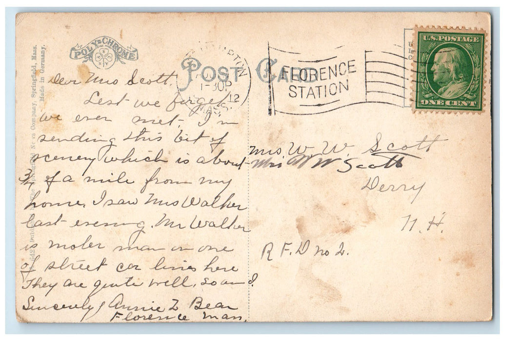 1912 Cook Dam Truss Bridge Power Source Building Leeds Massachusetts MA Postcard