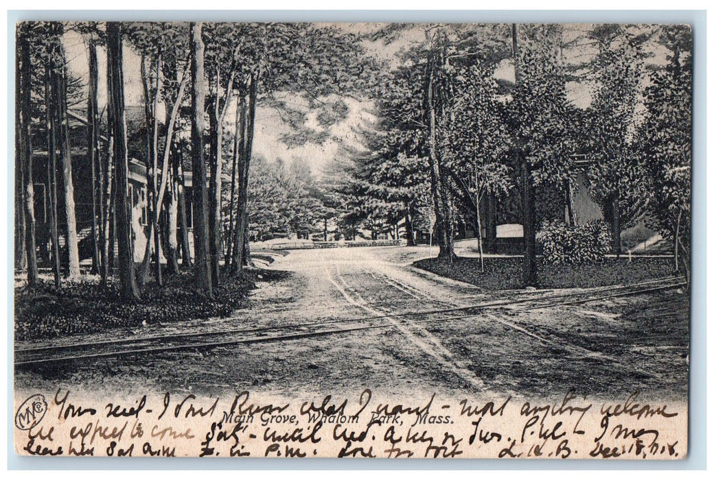 1906 Main Grove Railroad Dirt Road Whalom Park Massachusetts MA Posted Postcard