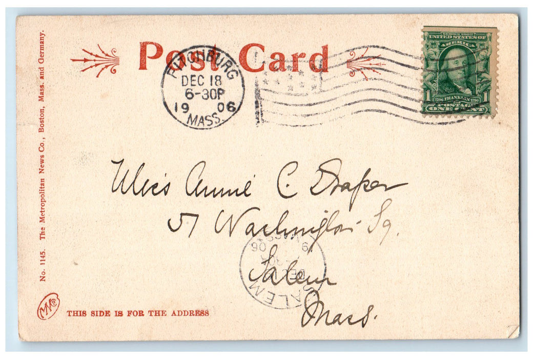 1906 Main Grove Railroad Dirt Road Whalom Park Massachusetts MA Posted Postcard