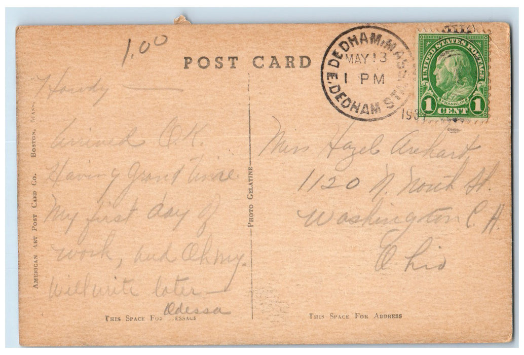 1937 Court House Exterior Roadside Dedham Massachusetts MA Posted Trees Postcard