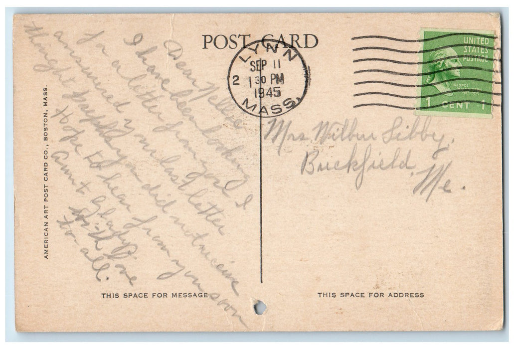 1945 Fisherman's Beach Swimming View Swampscott Massachusetts MA Posted Postcard